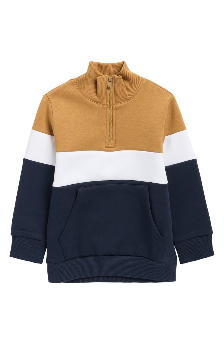 DENIM AND FLOWER Kids' Half Zip Pullover, Main, color, Khaki