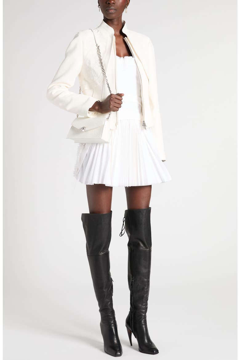 Embroidered Leather Jacket, Alternate, color, CREAM