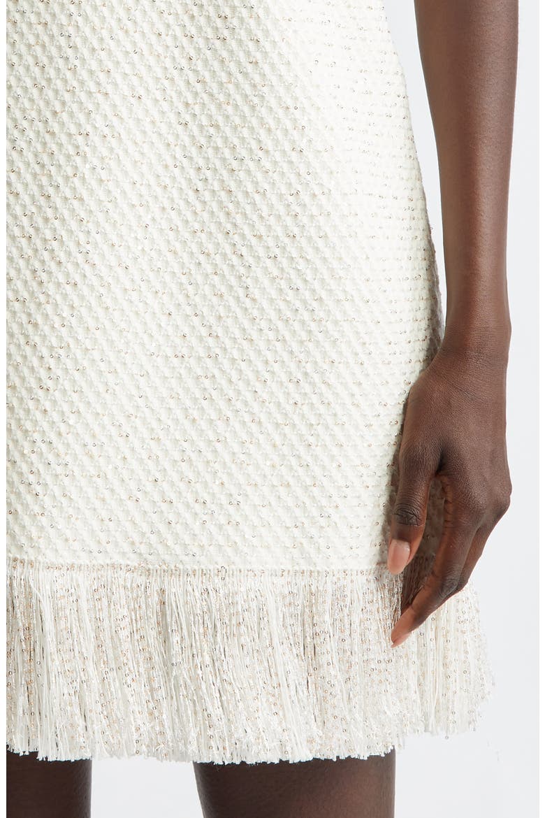 Fringe Sequin Tweed Minidress, Alternate, color, IVORY/ GOLD