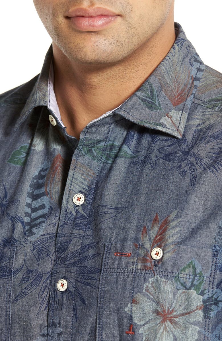 Tommy Bahama 'Indigo Tropical Riviera' Island Modern Fit Floral Print Sport Shirt, Alternate, color,