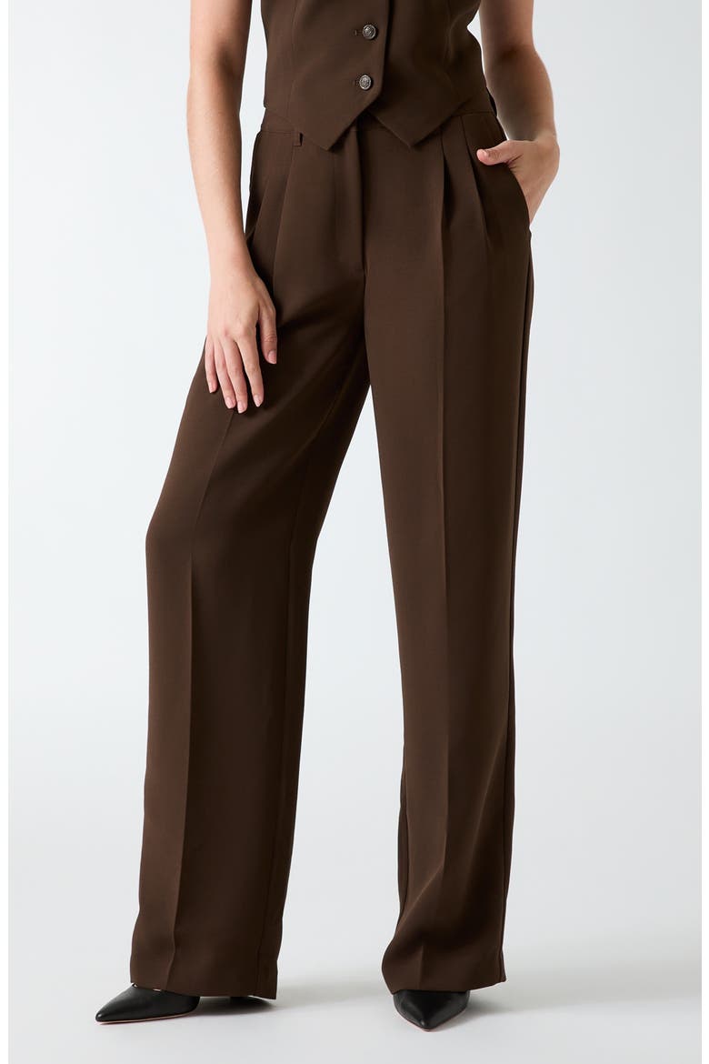 Theoline Perfect Pleated Pants, Main, color, BROWN