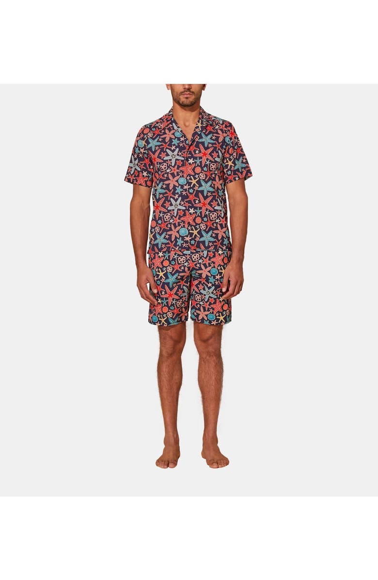 Vilebrequin Men's Bowling Linen Holistarfishes Shirt, Main, color, 