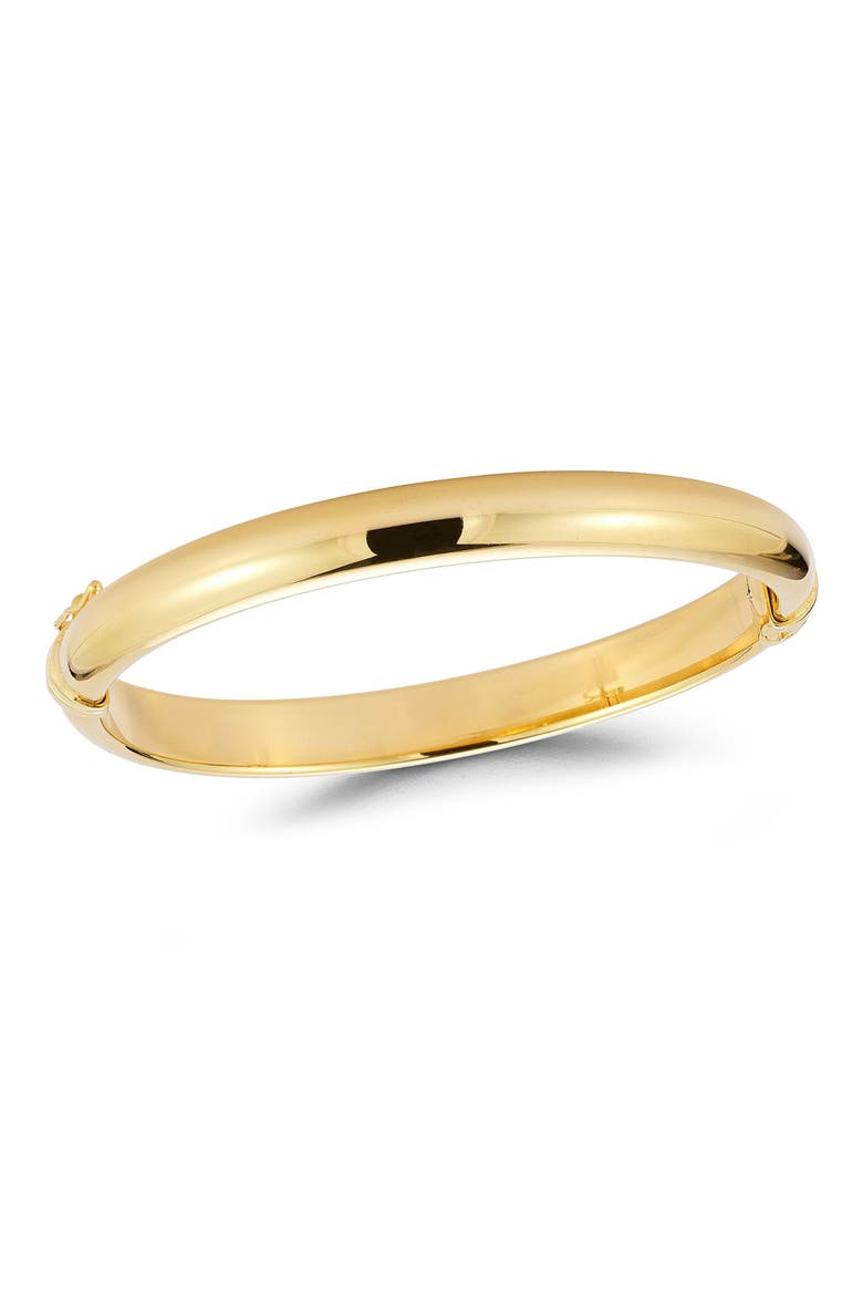 18k Gold Plated Sterling Silver Polished Bangle, Main, color, GOLD