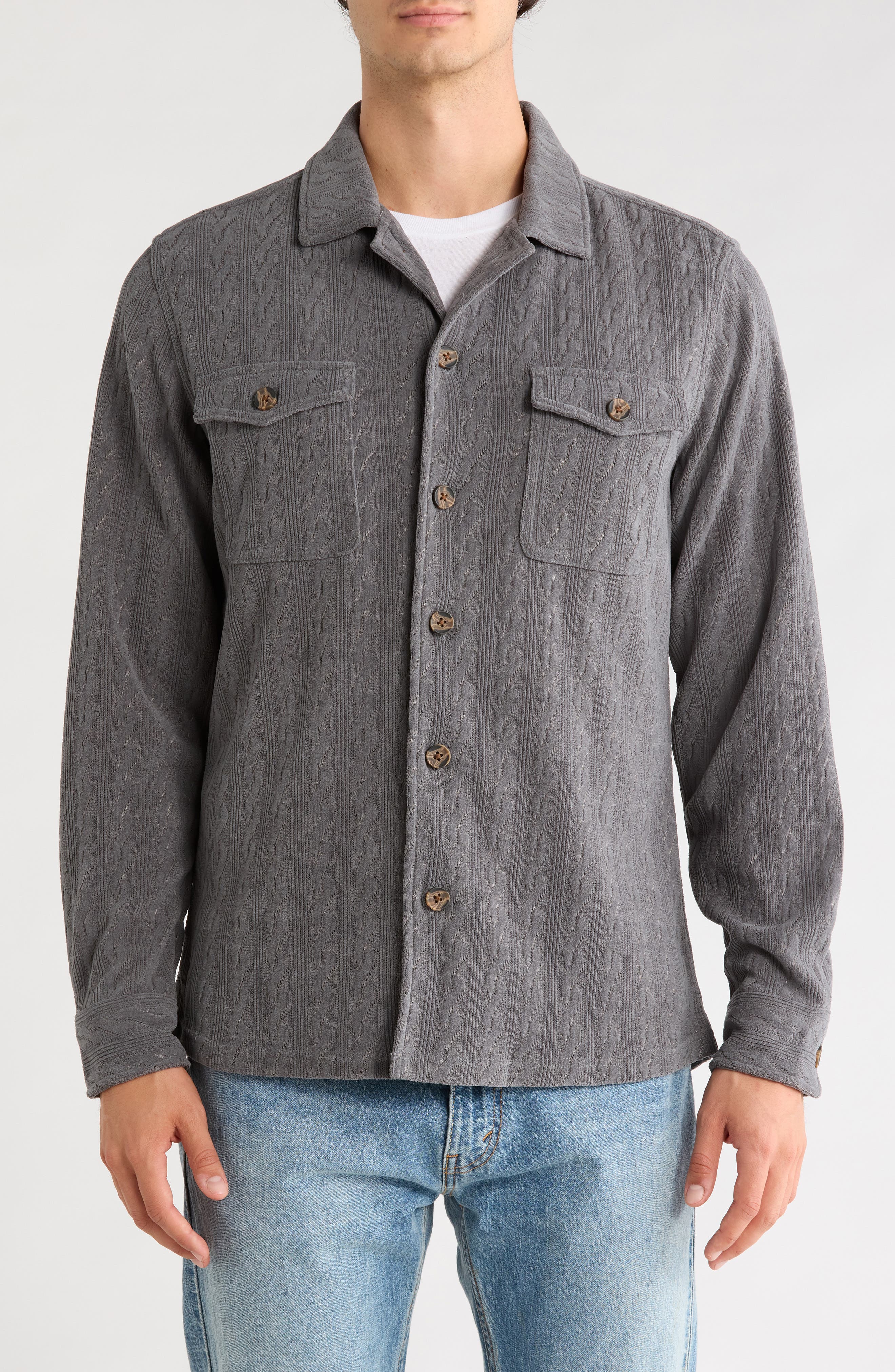 Cable Knit Shirt Jacket