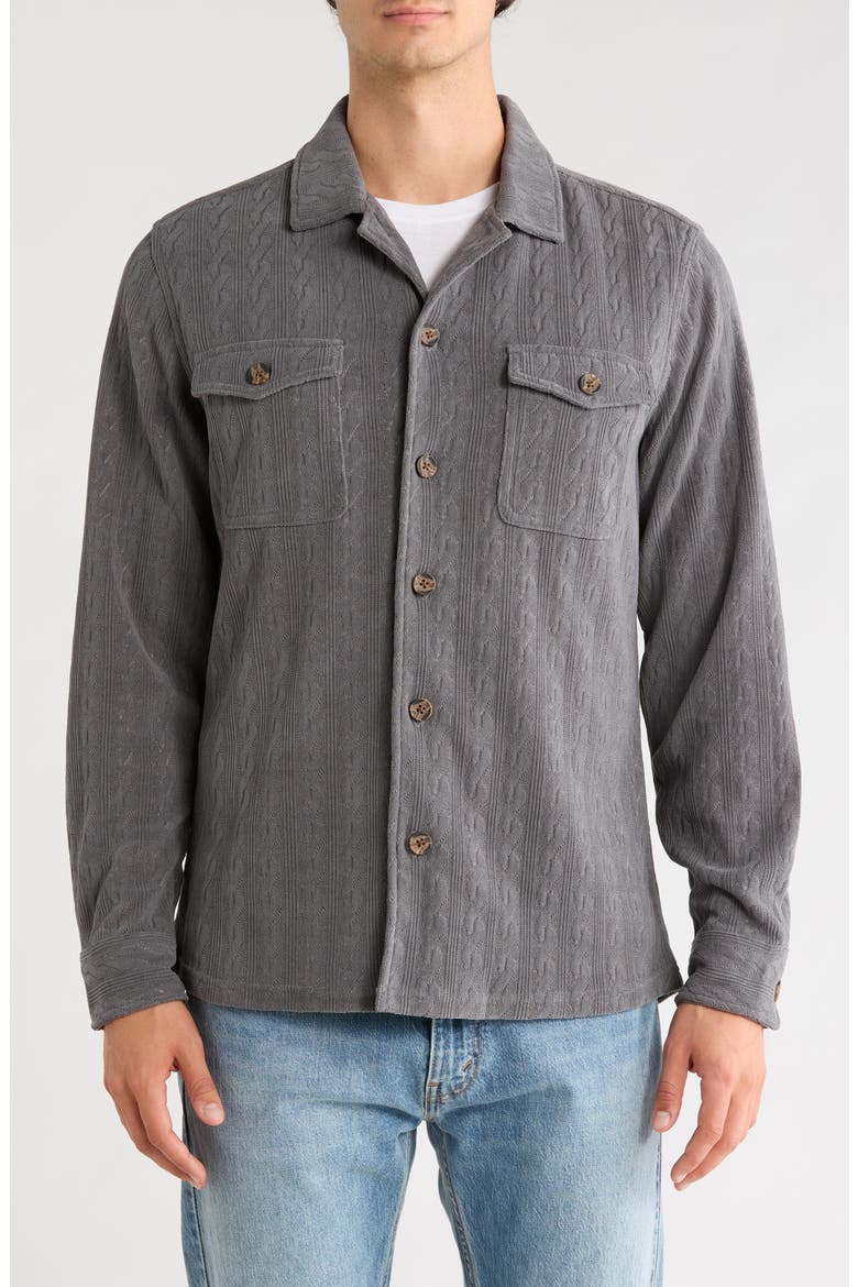Cable Knit Shirt Jacket, Main, color, MID GREY