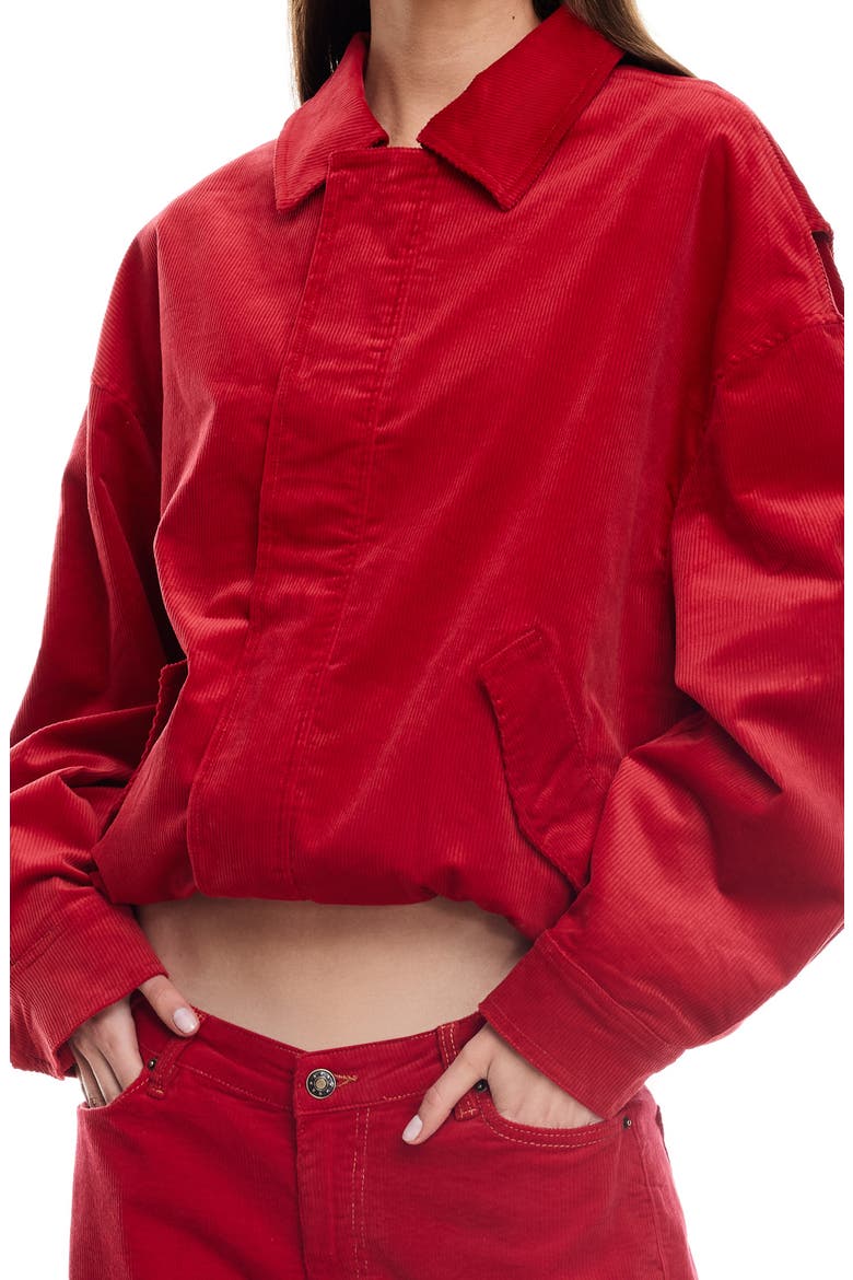Kenny Oversize Corduroy Bomber Jacket, Alternate, color, CRIMSON