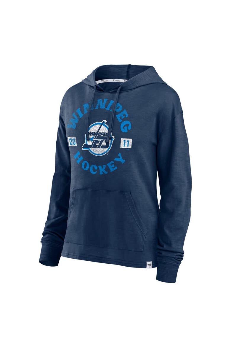Women's Fanatics  Heather Navy Winnipeg Jets Faded Pullover Hoodie, Alternate, color, Heather Navy