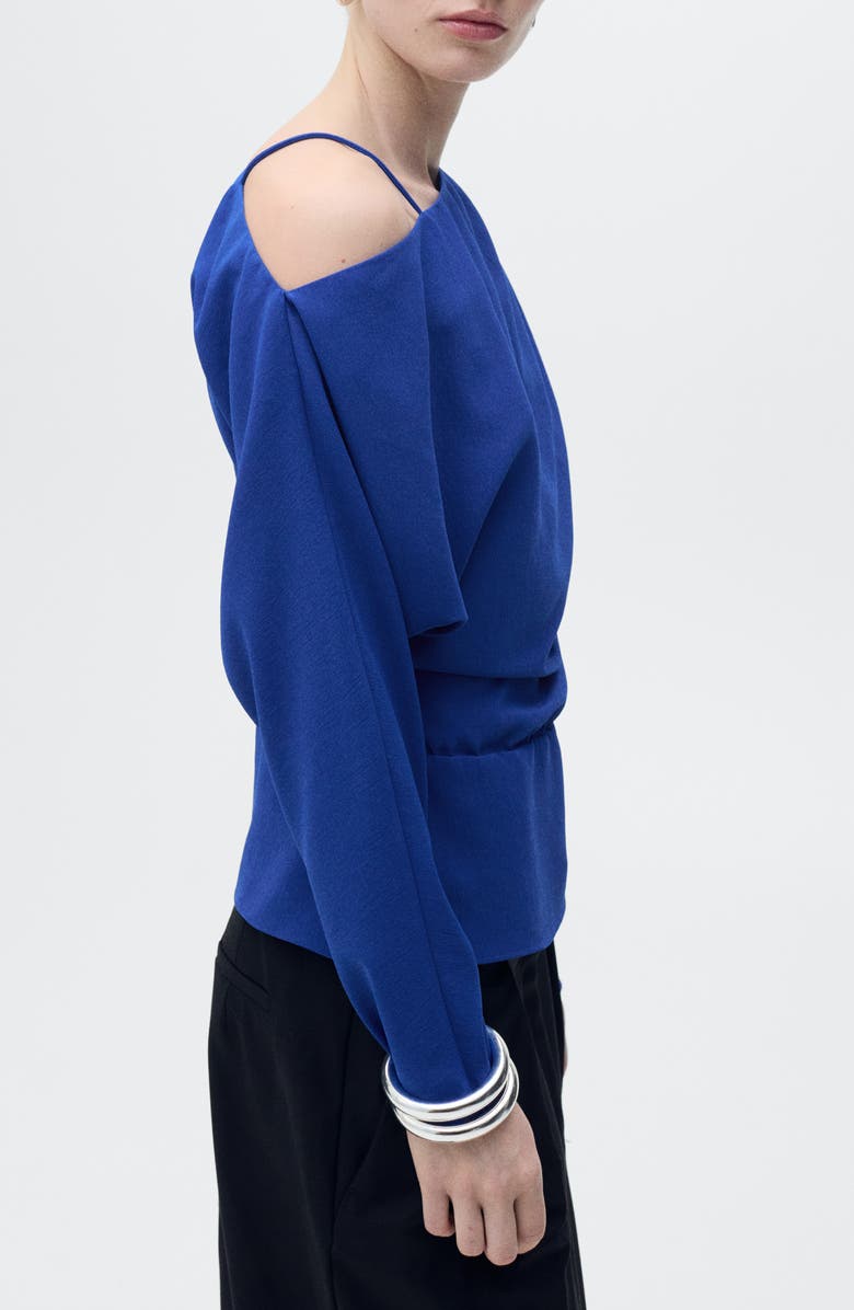 MANGO Asymmetric Long Sleeve Shirt, Alternate, color, Vibrant Blue