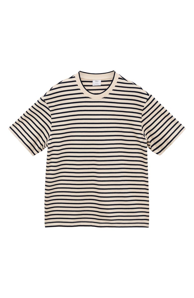 MANGO Relaxed Fit Stripe Cotton T-Shirt, Alternate, color, Ecru