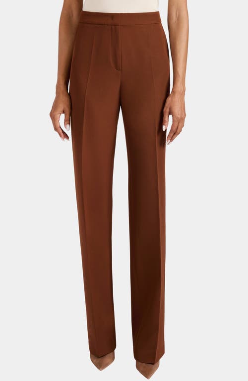 Santorelli Prima Straight Leg Pants In Soft Stretch Crepe In Brown