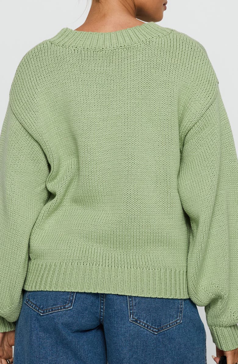 Princess Polly Harmony Crewneck Sweater, Alternate, color, Green