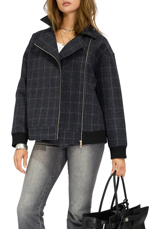 Love Cruise Checked Wool Blend Bomber Jacket