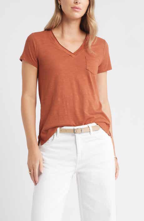 Caslon® Cotton & Modal V-Neck T-Shirt