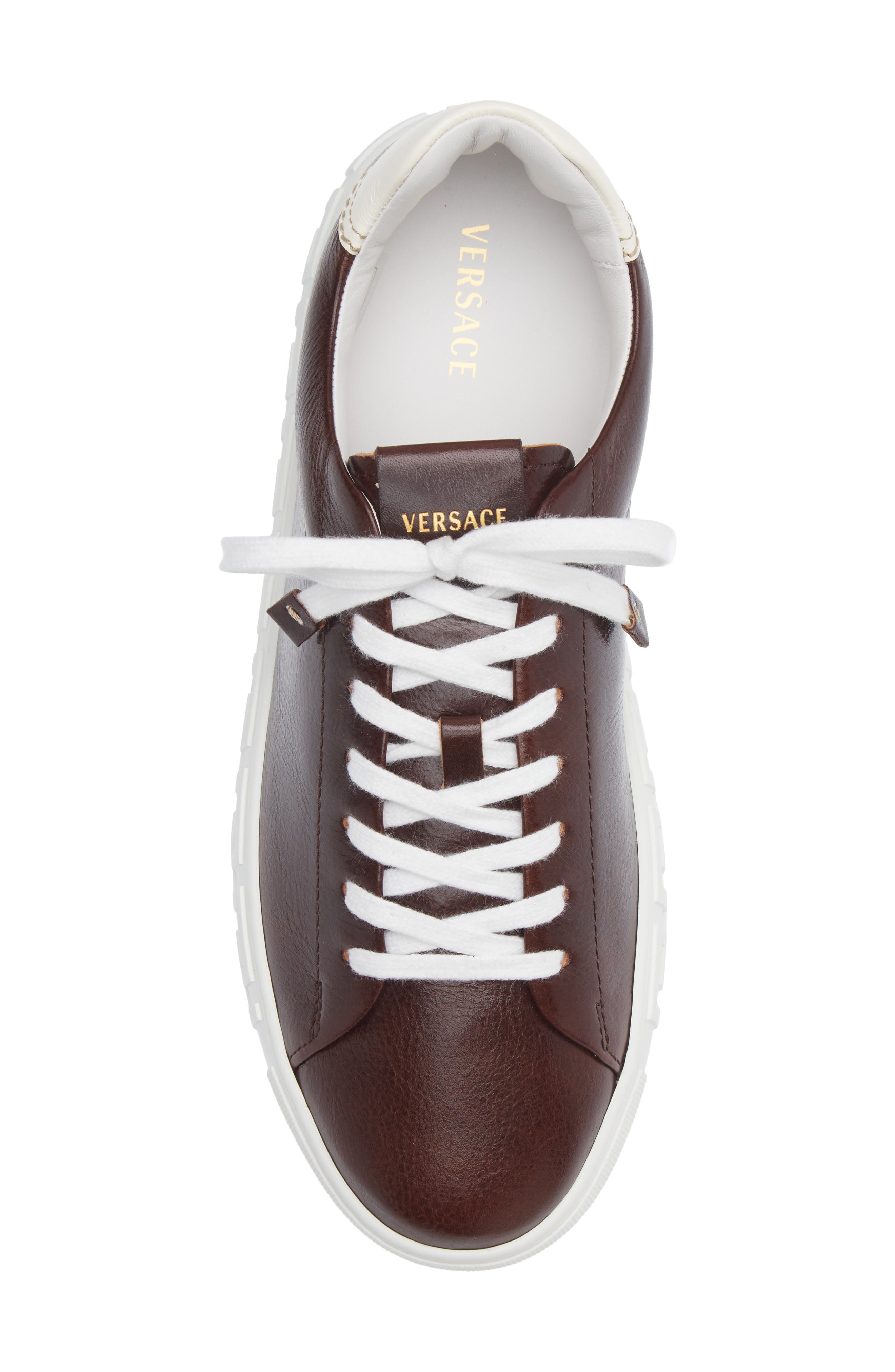 Greca Leather Sneaker, Alternate, color, CASTAGNA WHITE