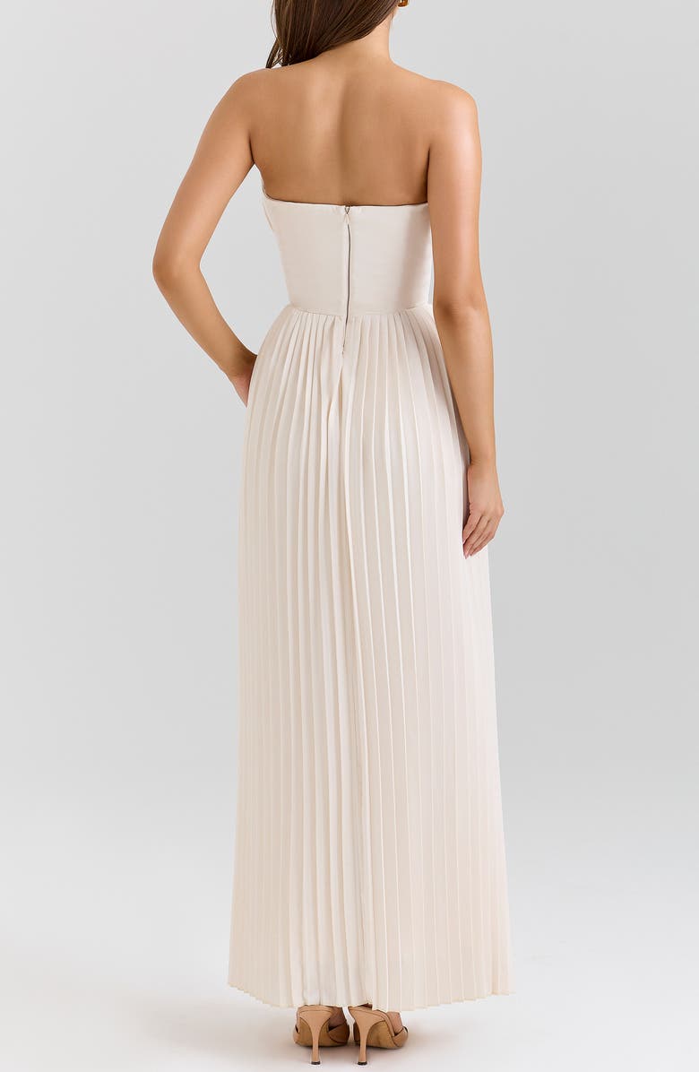 HOUSE OF CB Marcella Strapless Pleated Georgette Gown, Alternate, color, Ivory