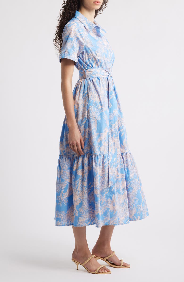 Halogen<sup>®</sup> Floral Short Sleeve Cotton Midi Shirtdress, Alternate, color, Della Blue