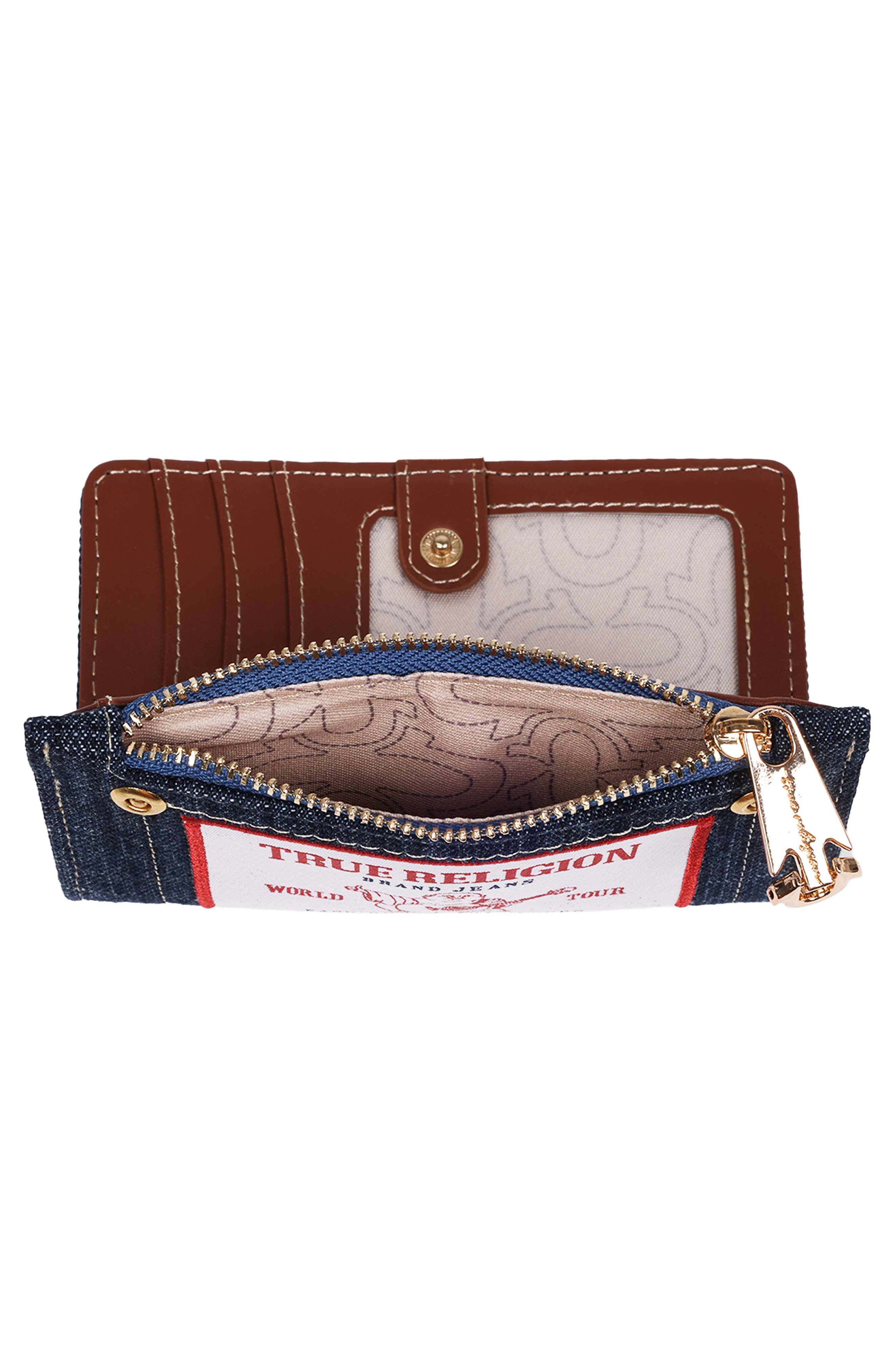True Religion Buddha Patch Small Wallet, Alternate, color, Dark Denim