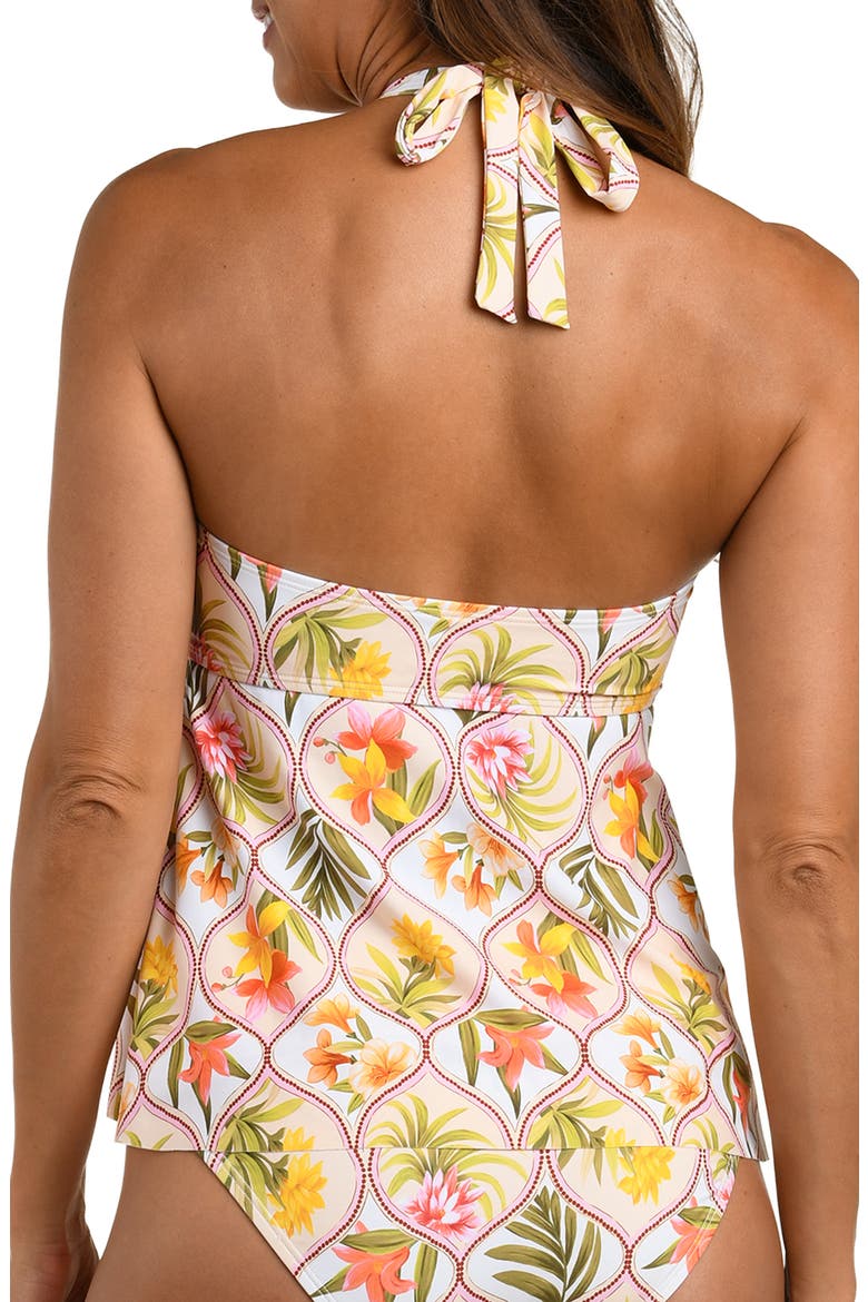 Palm Halter Tankini Top, Alternate, color, WHITE MULTI