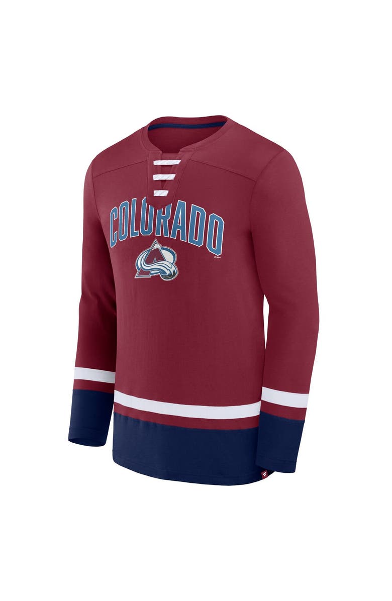 FANATICS Men's Fanatics Branded Burgundy Colorado Avalanche Back Pass Lace-Up Long Sleeve T-Shirt, Alternate, color, Burgundy