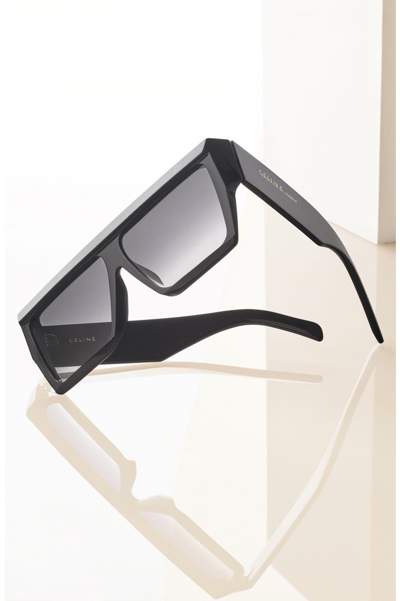 60mm Gradient Flat Top Sunglasses, Alternate, color, BLACK/ SMOKE