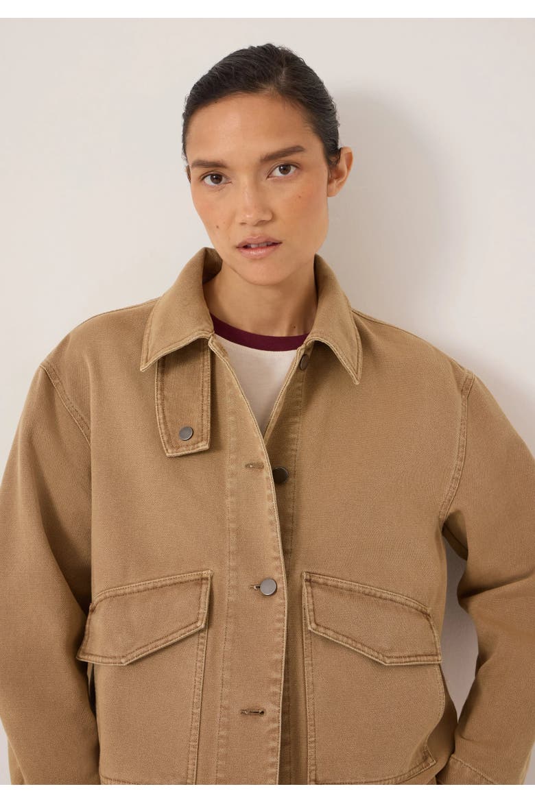 Elara Washed Funnel Neck Utility Jacket, Alternate, color, Stone Brown
