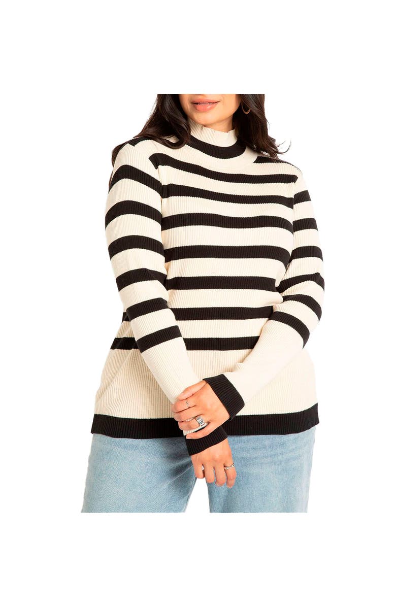 ELOQUII Striped Mock Neck Sweater, Main, color, 