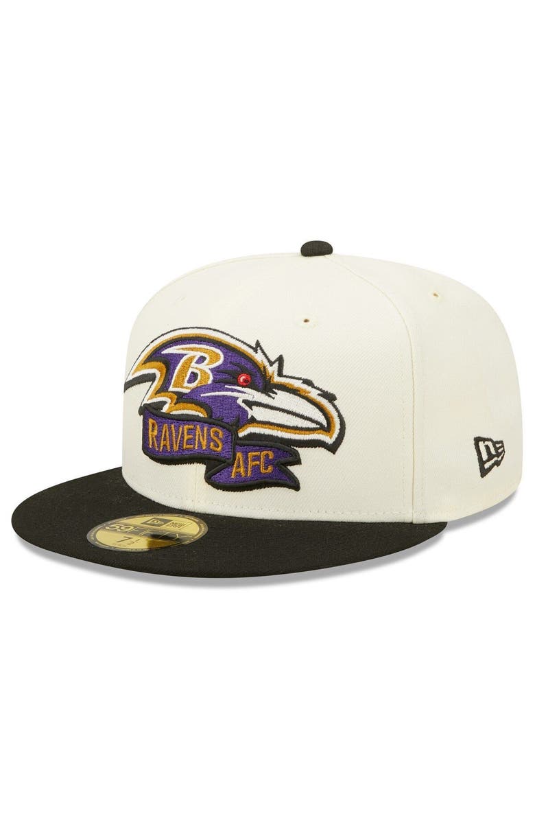 New Era Men's New Era Cream/Black Baltimore Ravens 2022 Sideline 59FIFTY Fitted Hat, Alternate, color,