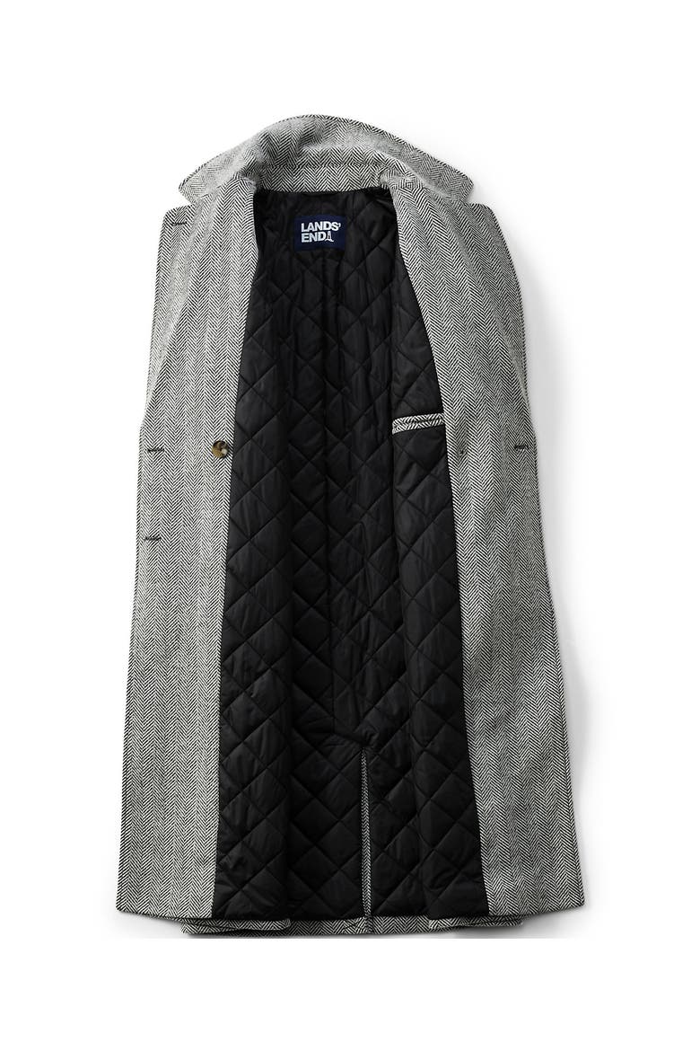 Insulated Double Breasted Wool Coat, Alternate, color, Black Wool Herringbone