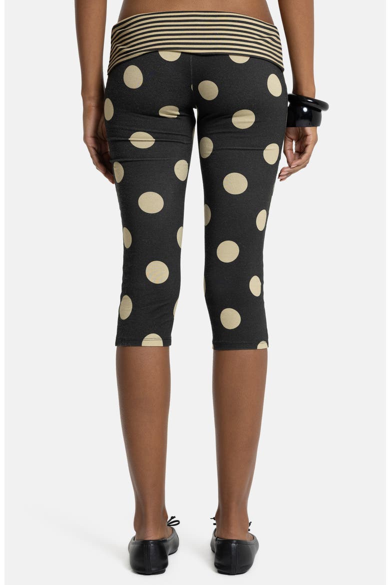 Mixed Print Foldover Waist Capri Pants, Alternate, color, BLACK