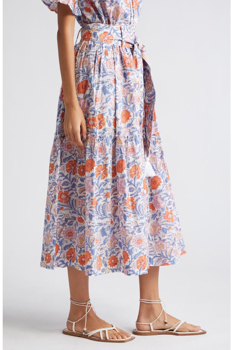 Franoise Floral Stripe Cotton Skirt, Alternate, color, NEWPORT FLORAL