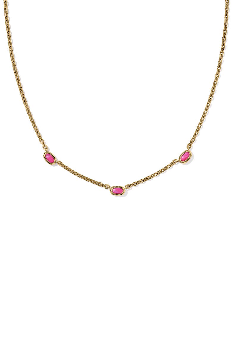 Kendra Scott Mini Elisa Three Stone Necklace, Main, color, Dark Fuchsia Magnesite