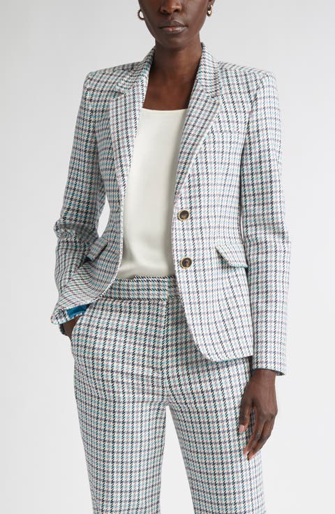 Houndstooth Stretch Cotton Blazer