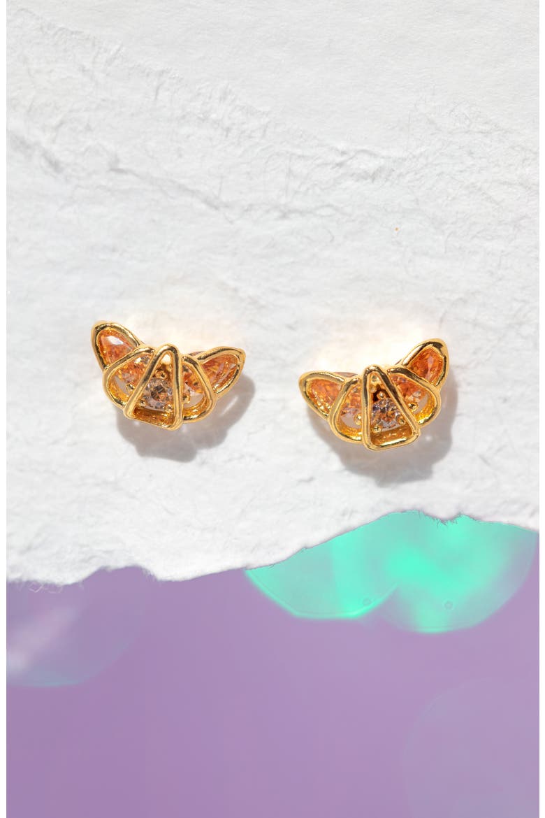 Croissant Stud Earrings, Alternate, color, GOLD