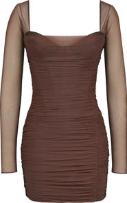 HOUSE OF CB Anouk Long Sleeve Mesh Body-Con Minidress