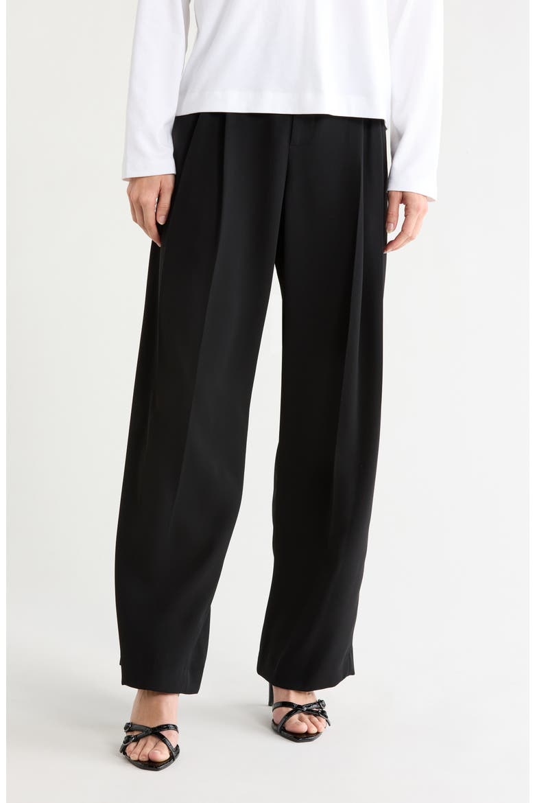 Drop Waist Pleated Trousers, Main, color, BLACK