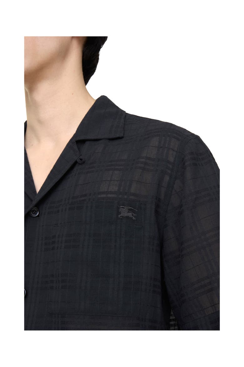 Relaxed Fit Check Cotton Voile Shirt, Alternate, color, Black