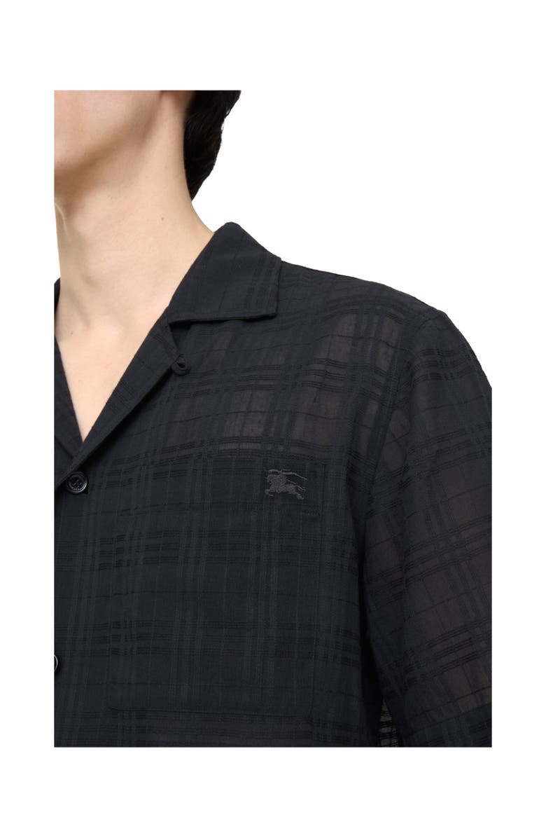 Burberry Relaxed Fit Check Cotton Voile Shirt, Alternate, color, Black