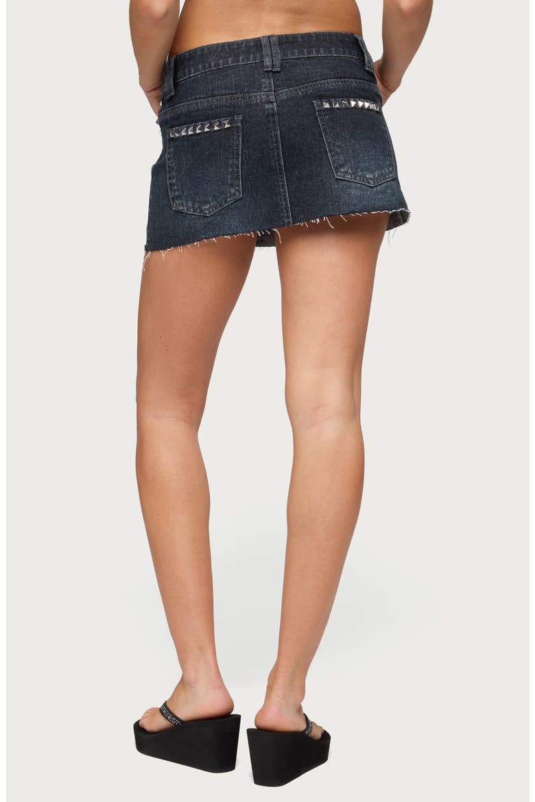 Nicole Studded Denim Miniskirt, Alternate, color, DARK BLUE WASHED