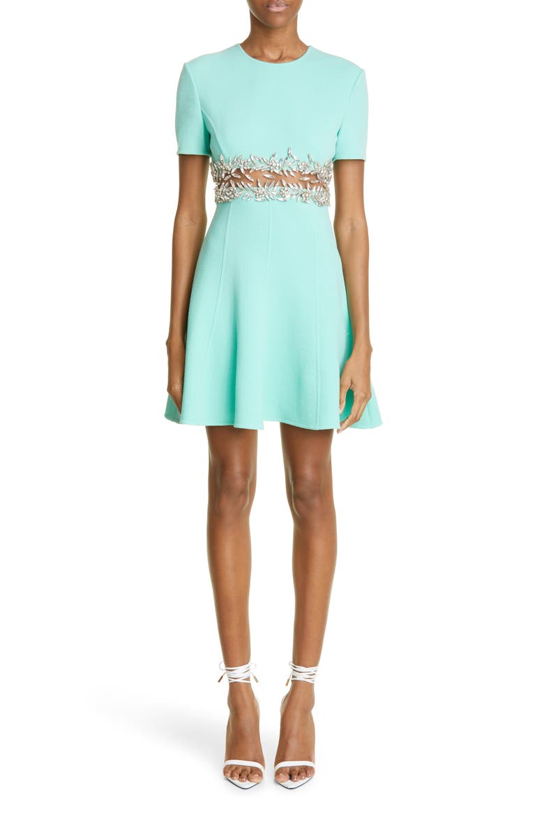 Crystal Embellished Fit & Flare Dress, Alternate, color, BLACK