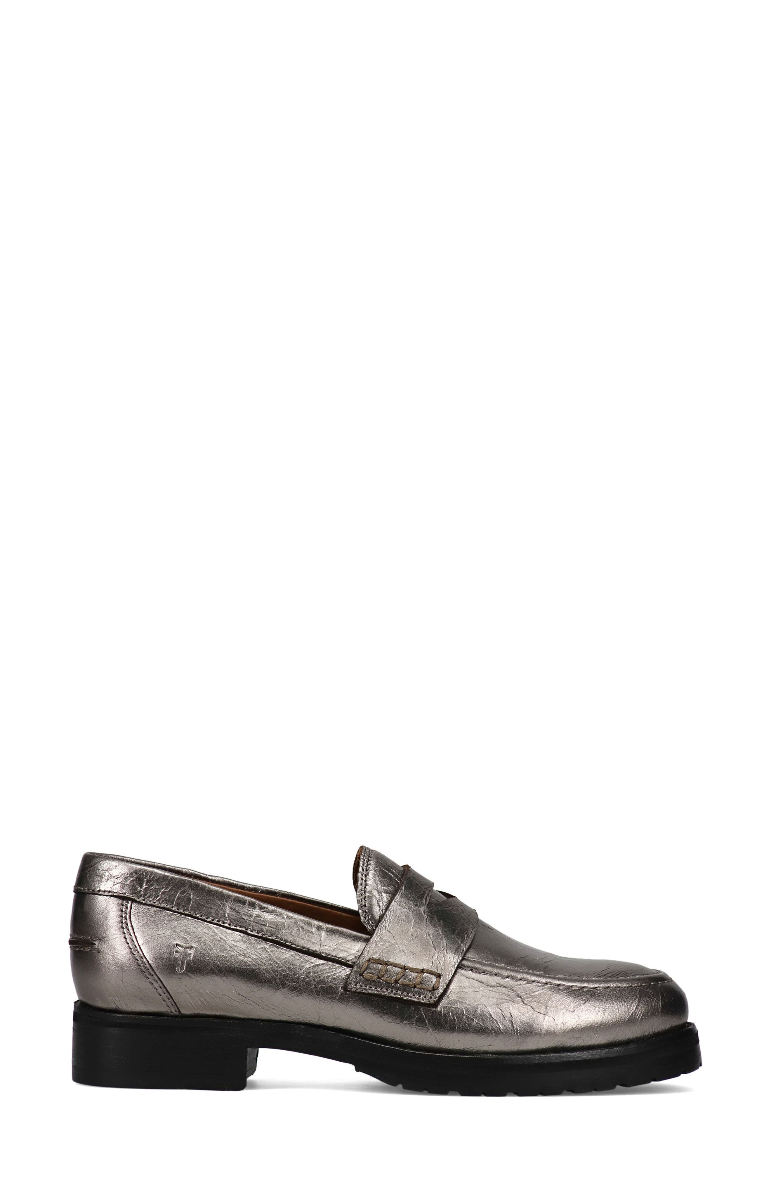 Frye Melissa Loafer, Alternate, color, Dark Pewter - Lunar Metallic