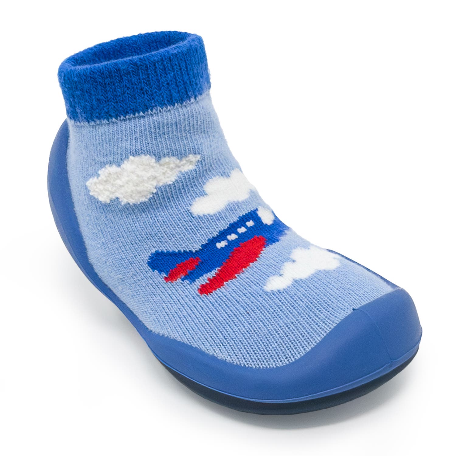 Komuello Toddler Boy Sock Shoes - Aeroplanes, Alternate, color, Blue