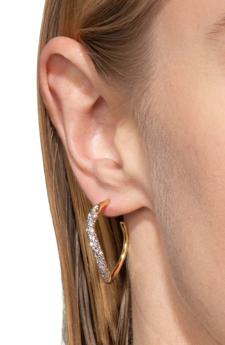 Alexis Bittar Solanales Crystal Pavé Hoop Earrings, Alternate, color, Champagne