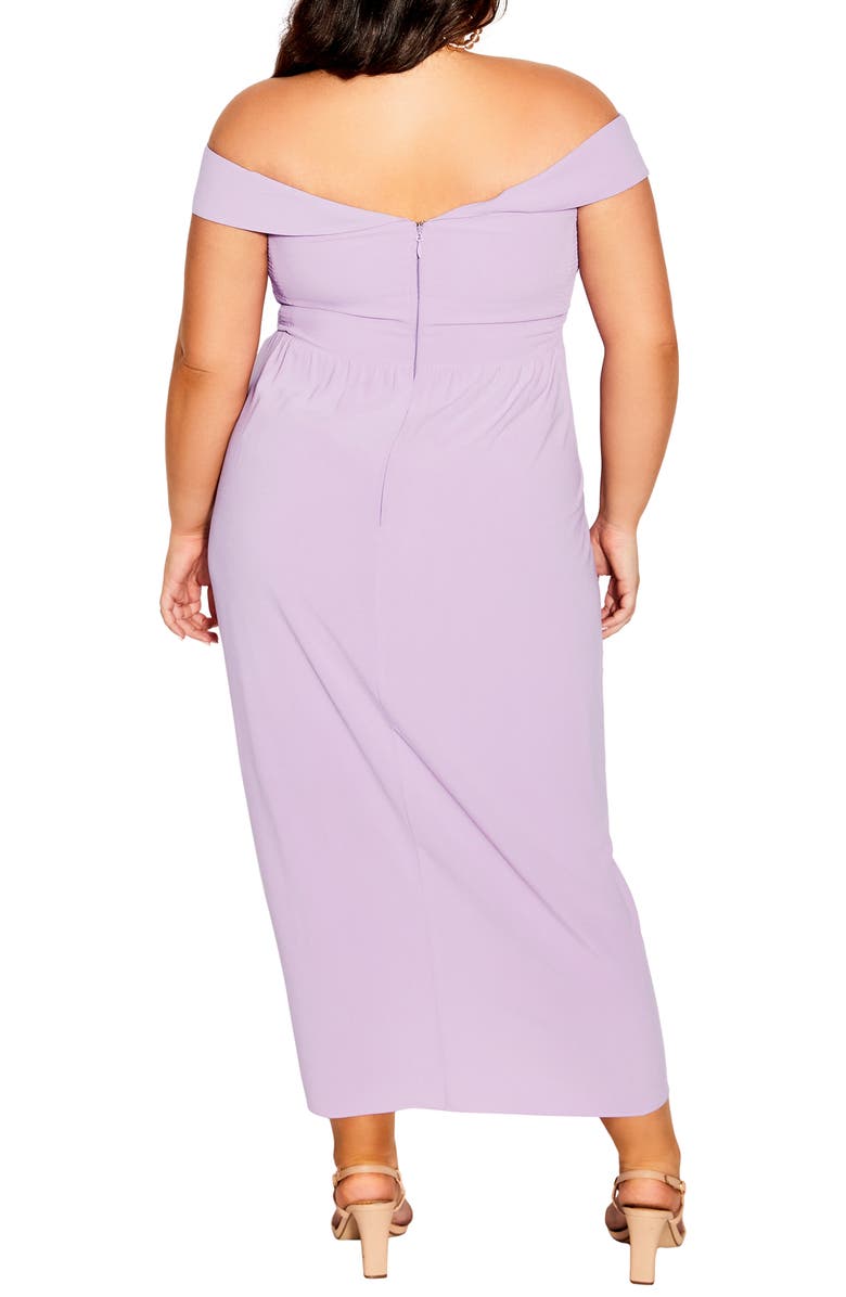 City Chic Ripple Love Off the Shoulder Maxi Dress, Alternate, color, Lilac