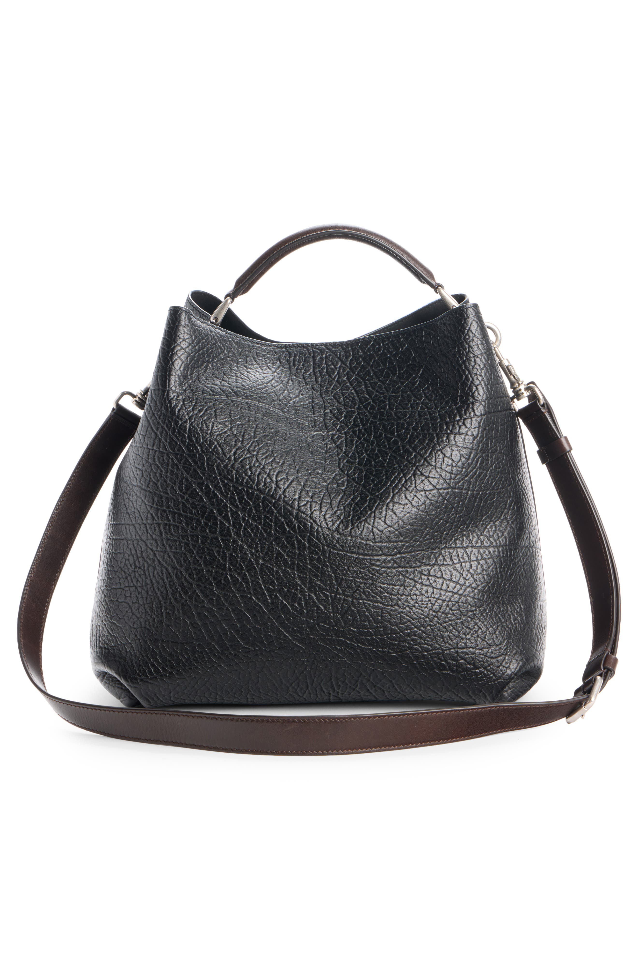 Grip Leather Crossbody Bag, Alternate, color, BLACK