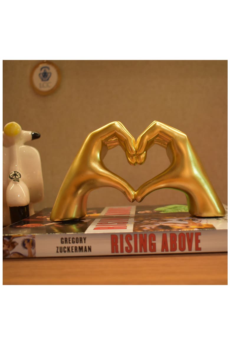 Heart Sign Hands Sculpture, Alternate, color, GOLD