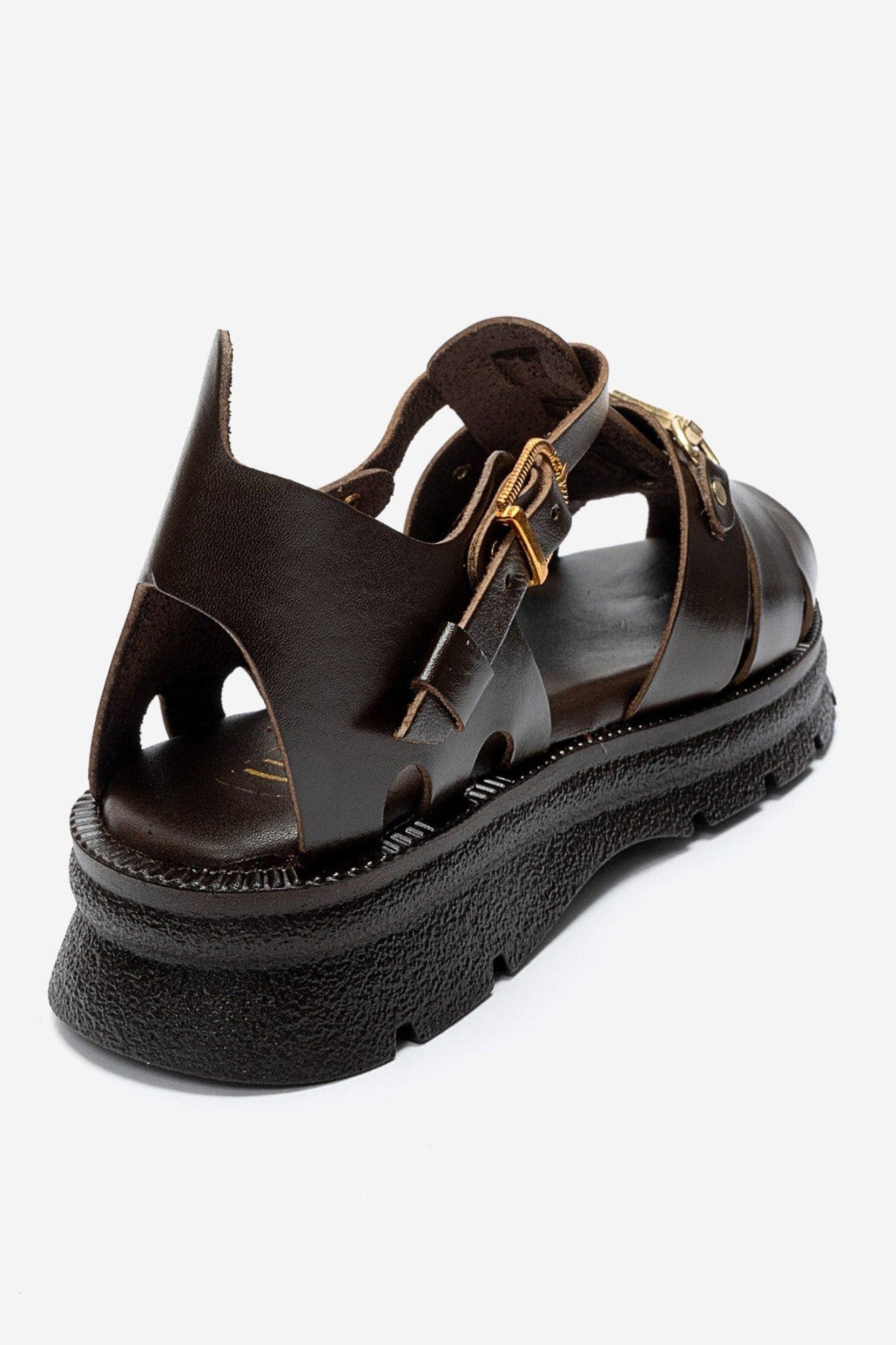Riela Leather Buckle Sandal, Alternate, color, Brown