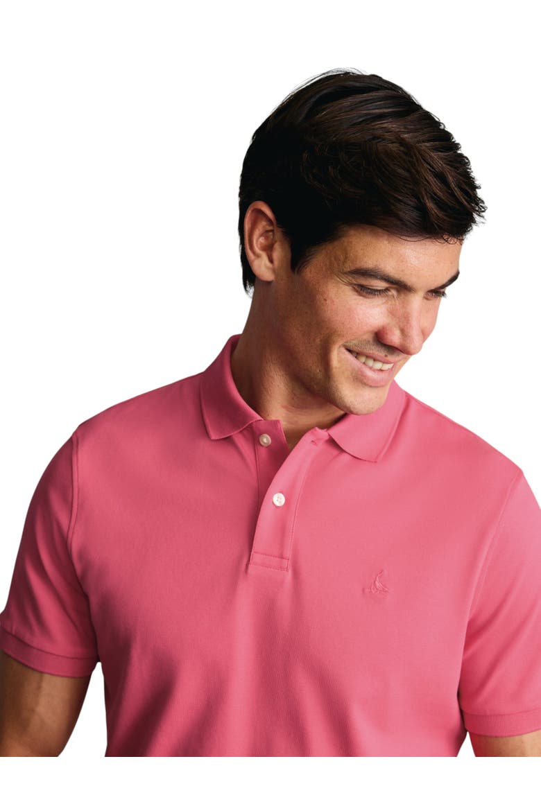 Short Sleeve Cotton Stretch Pique Polo, Alternate, color, Coral Pink