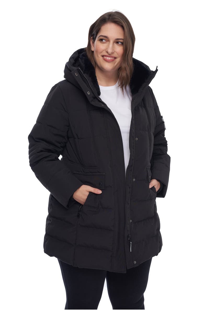 Alpine North KOOTNEY PLUS SIZE - Vegan Down Mid-Length Parka Coat, Alternate, color, Black