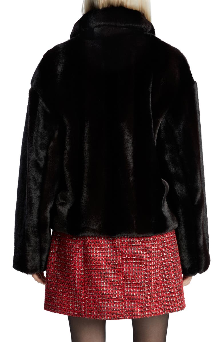 Bardot Sylvie Faux Fur Zip Jacket, Alternate, color, Black