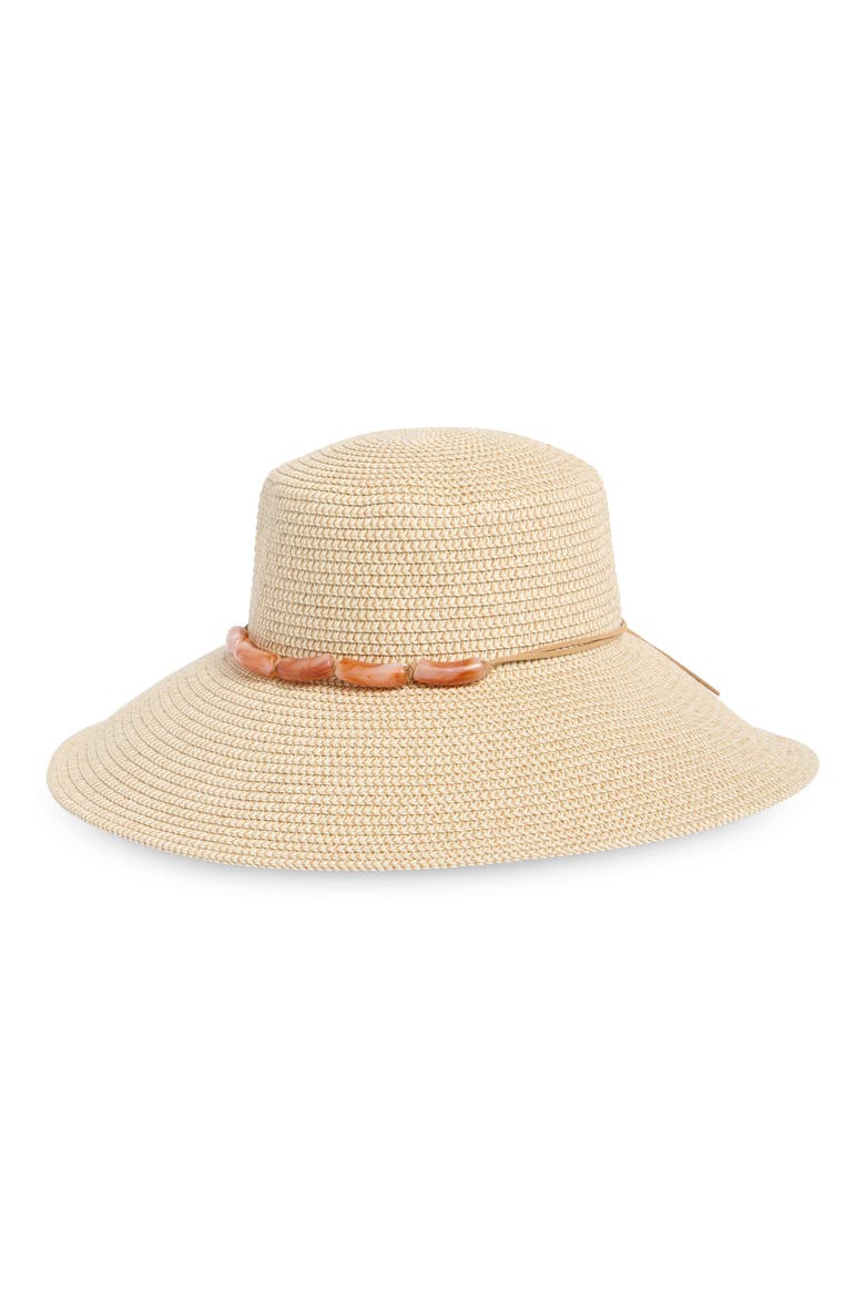 Tweed Downbrim Bead Trim Hat, Main, color, NATURAL